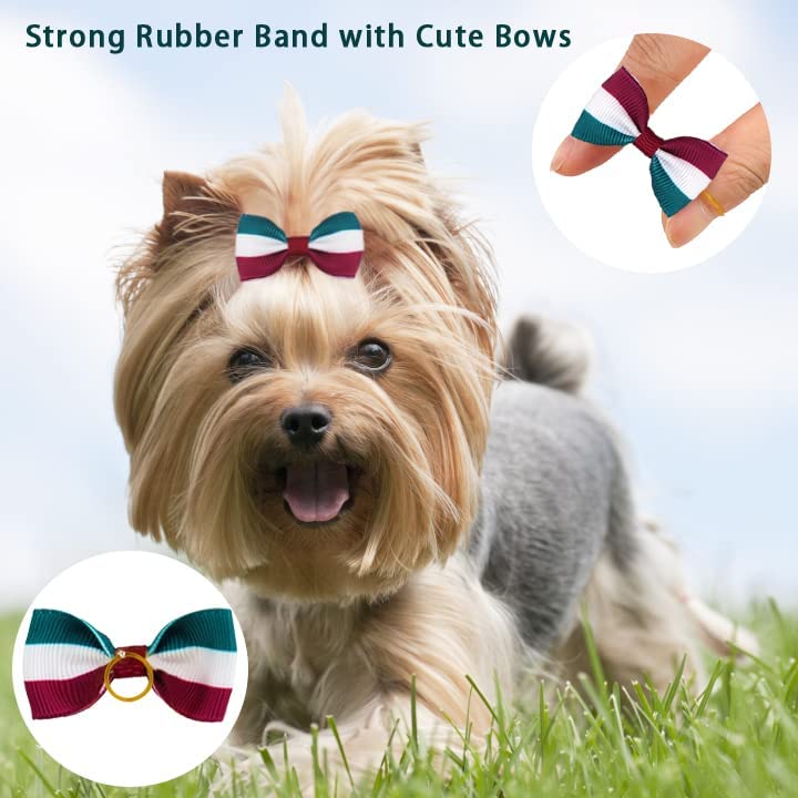 Bargain Mart - Puppy Bow with Rubber Band Colored Pet Grooming Dog Hair Accessories