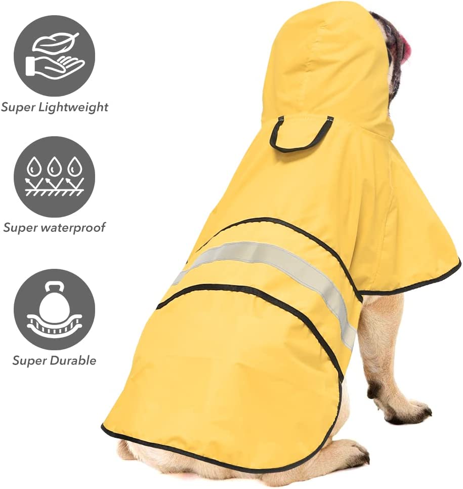 Bargain Mart - Adjustable Raincoat for Dogs, Lightweight Hooded Dog Raincoats Poncho Slicker, Waterproof Rain Jacket