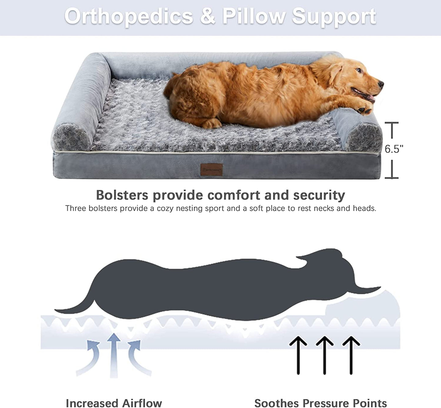 Bargain Mart - Orthopedic Dog Bed With Back Support