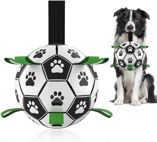 Bargain Mart - Soccer Ball with Grab Tabs, Interactive Dog Toys for Tug of War Dog toys