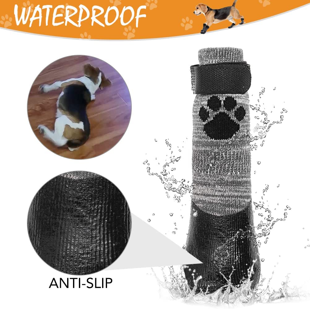 Bargain Mart - Anti Slip Dog Socks - Outdoor Dog Boots Waterproof Dog Shoes Paw Protector with Strap Traction