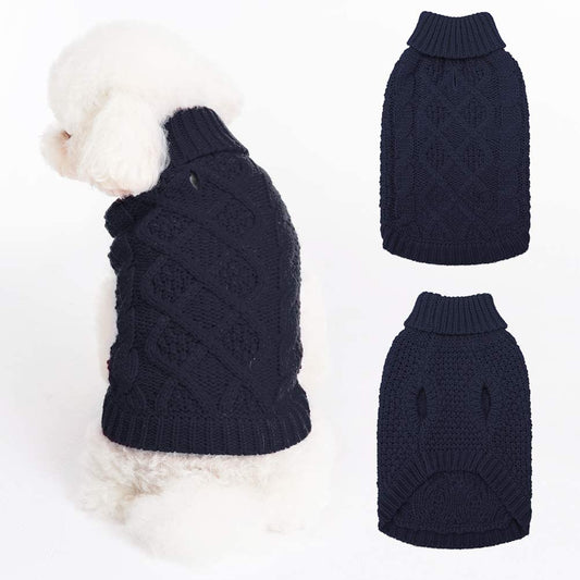 Bargain Mart - Dog Apparel Turtleneck Dog Sweater - Winter Coat Knit Clothes with Leash Hole for Cold Weather