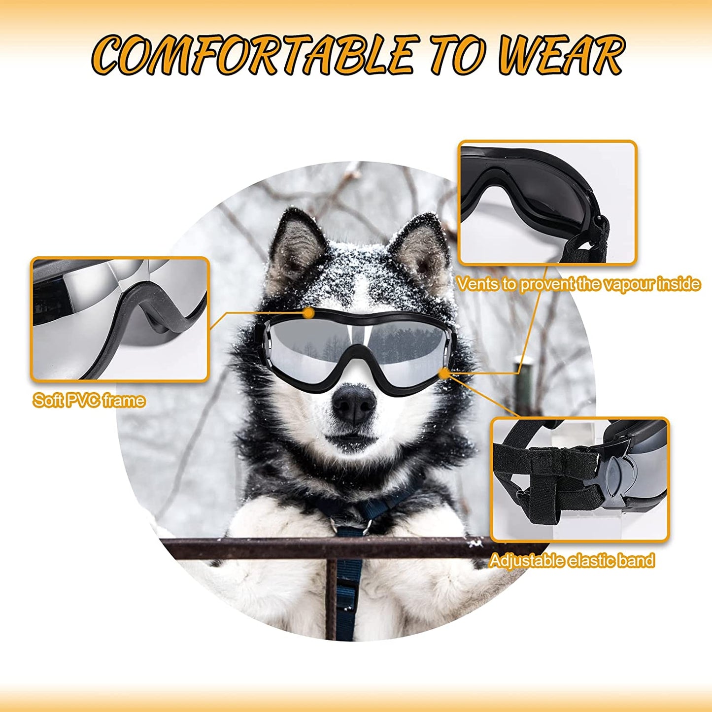 Bargain Mart - UV Protection Wind Protection Dust Protection Fog Protection Pet Glasses Eye Wear Protection with Adjustable Strap