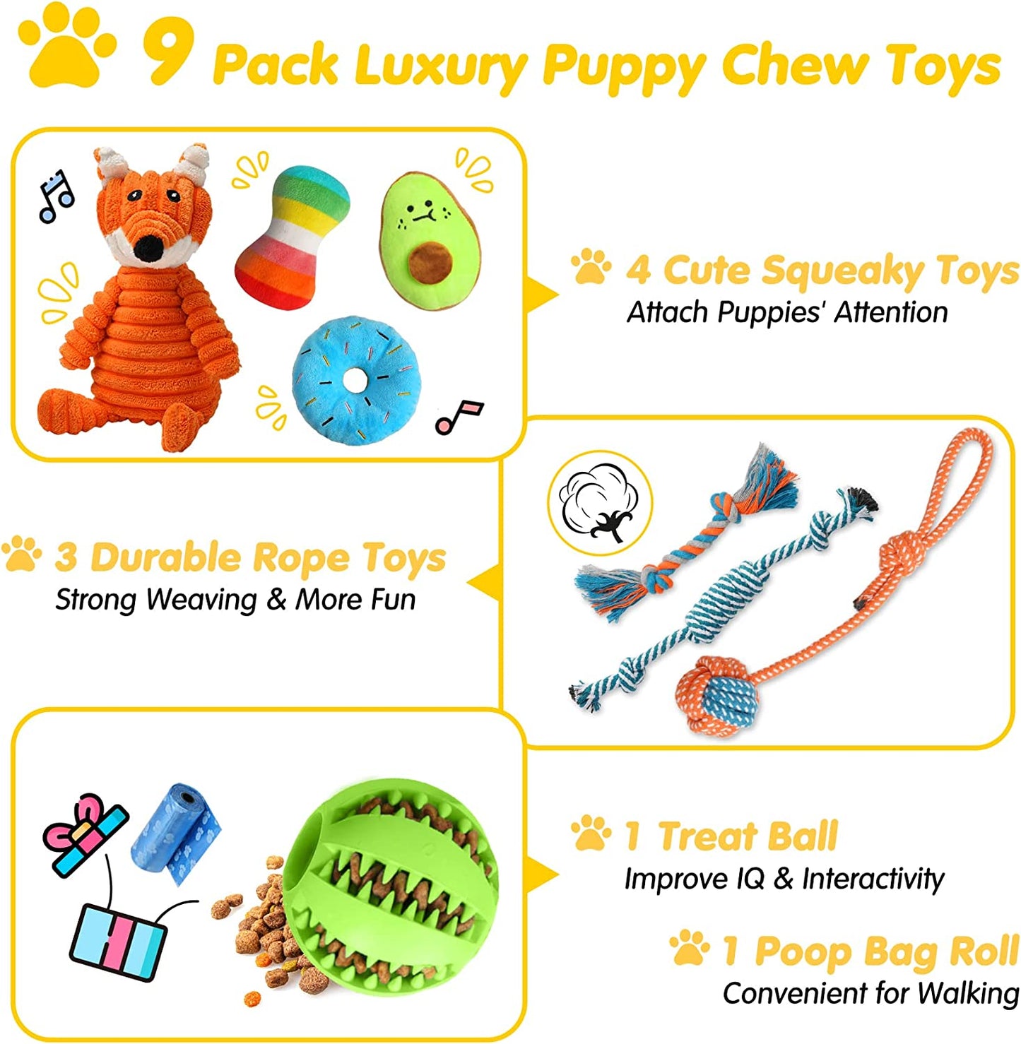 Bargain Mart - Luxury Puppy Toys for Teething Small Dogs, Puppy Chew Toys with Cute Squeaky Toys