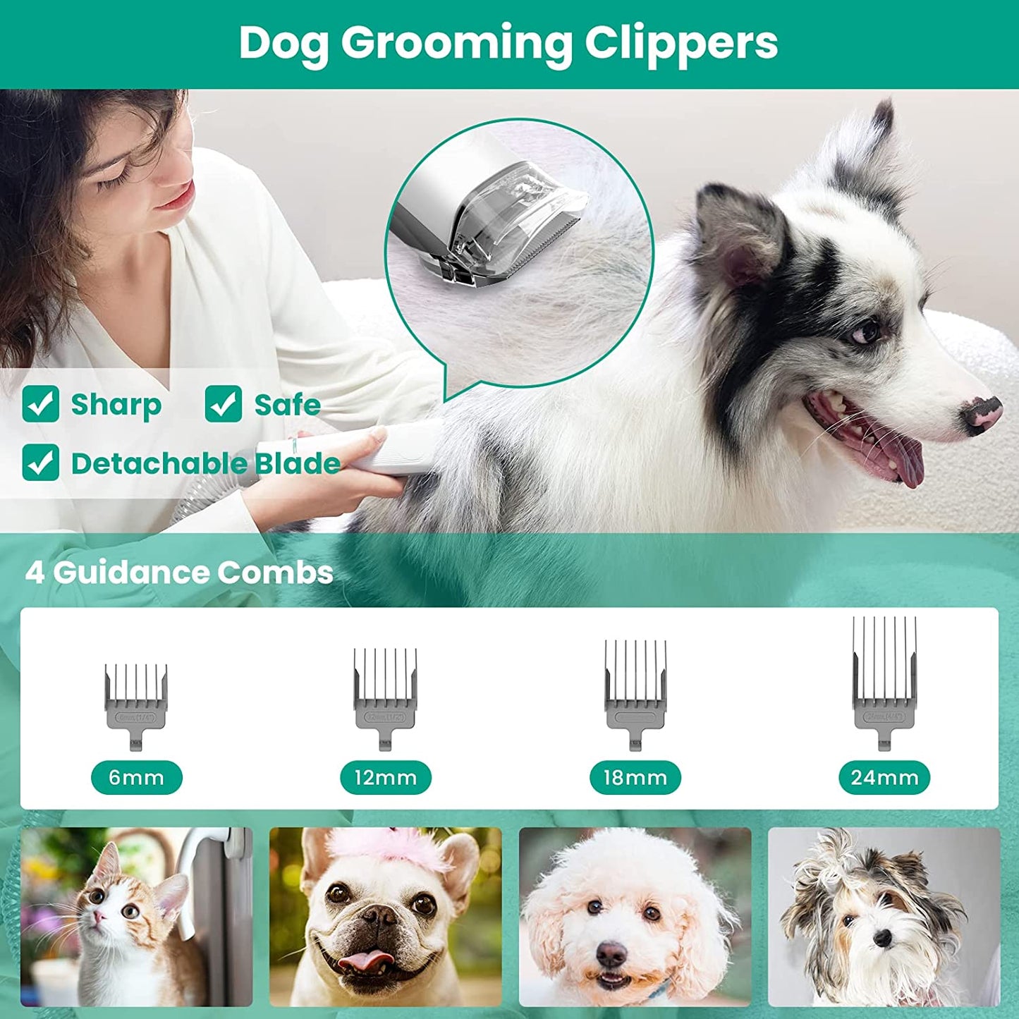 Bargain Mart - Low Noise Dog Grooming Clippers, Professional Pet Grooming Vacuum with Powerful Suction