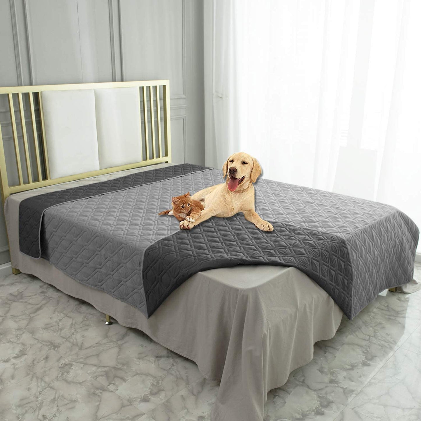 Bargain Mart - Waterproof Dog Bed Cover, Blanket for Furniture Bed Couch Sofa Reversible