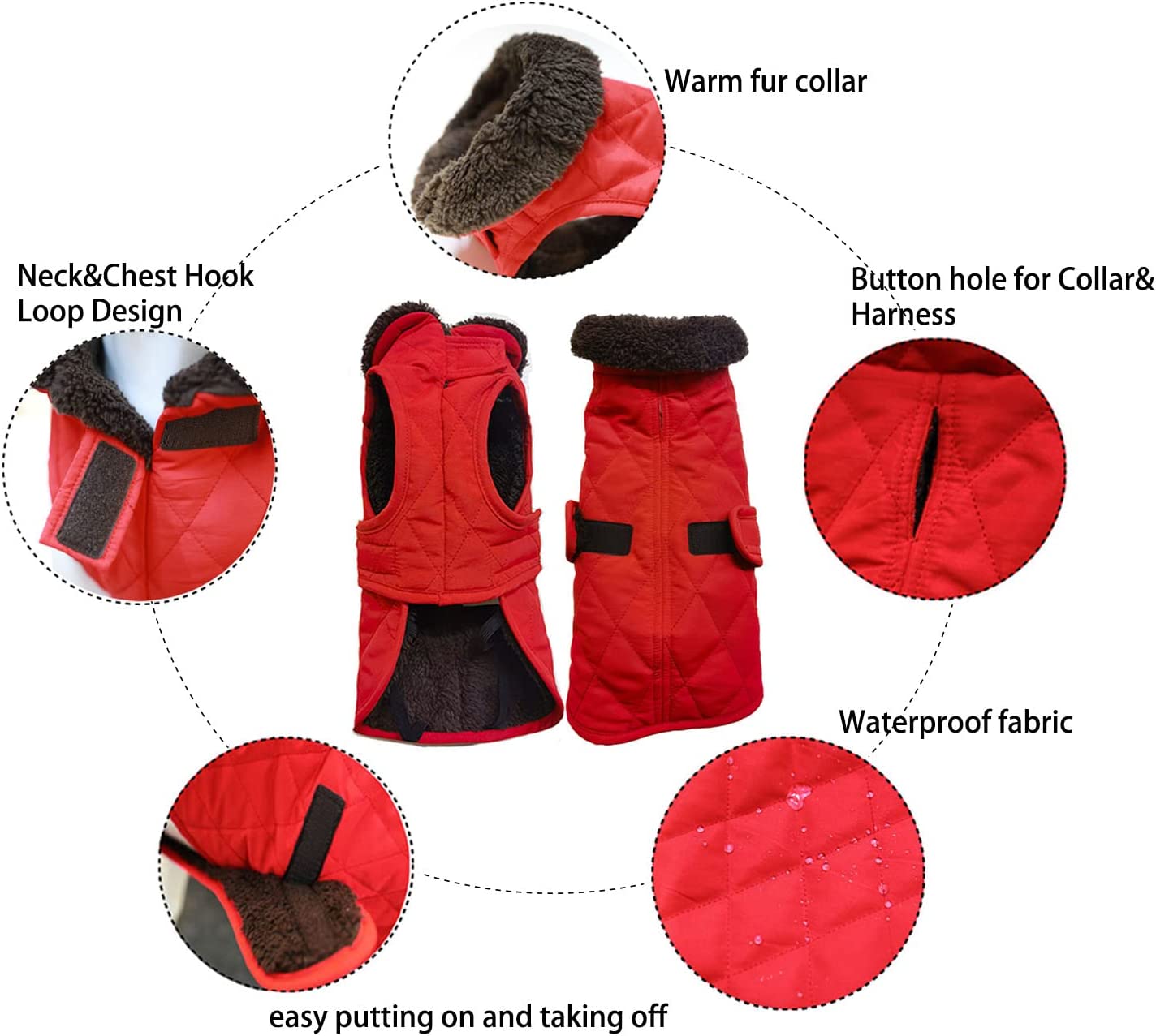 Bargain Mart - Thick Winter Dog Jacket,Lightweight Waterproof Windproof Winter Dog Coat, Warm Dog Vest with Two Layers of Wool Lining