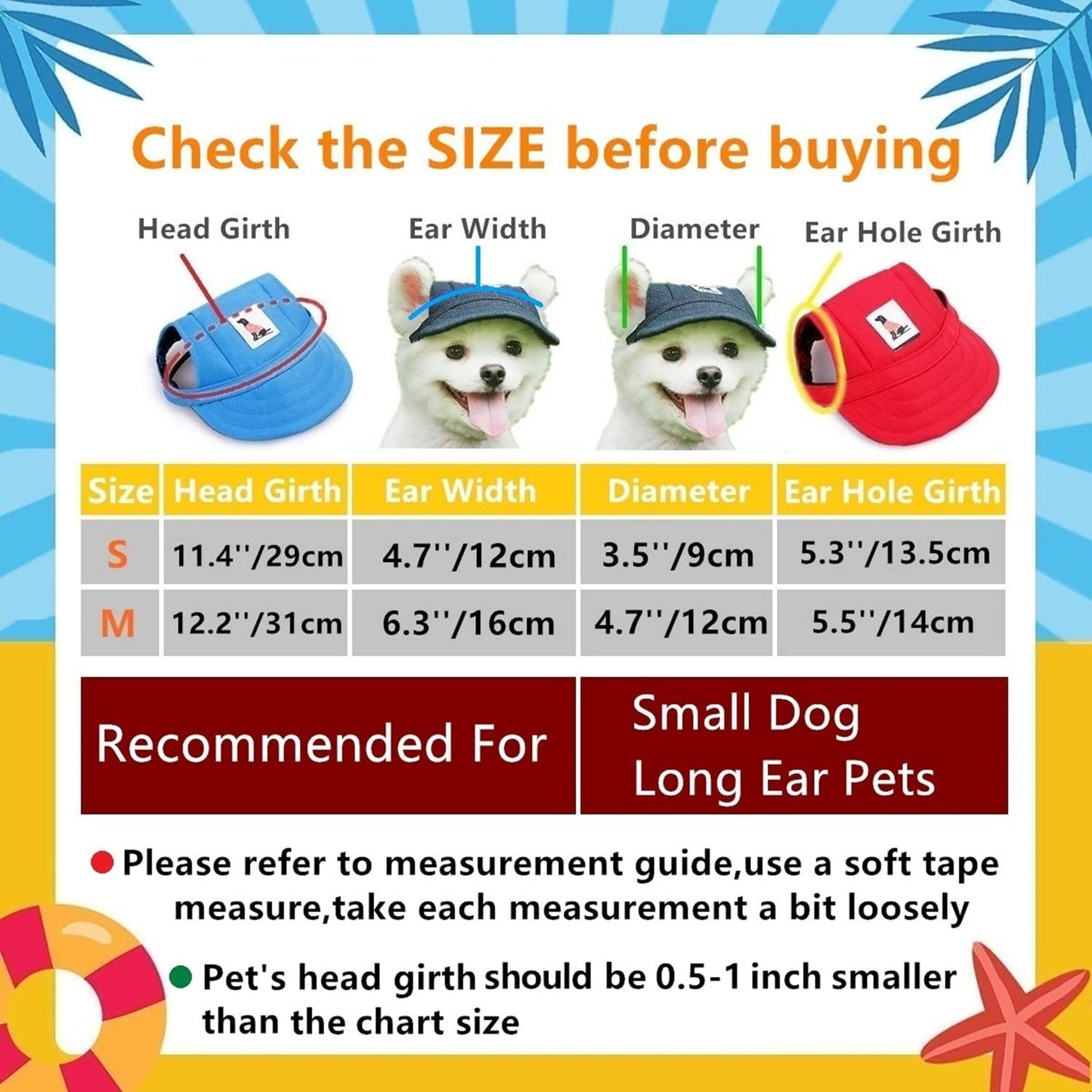 Bargain Mart - Dog Hat Baseball Cap Sun Hat with Ear Holes and  Pet Dog Sunglasses Goggles Heart Shape