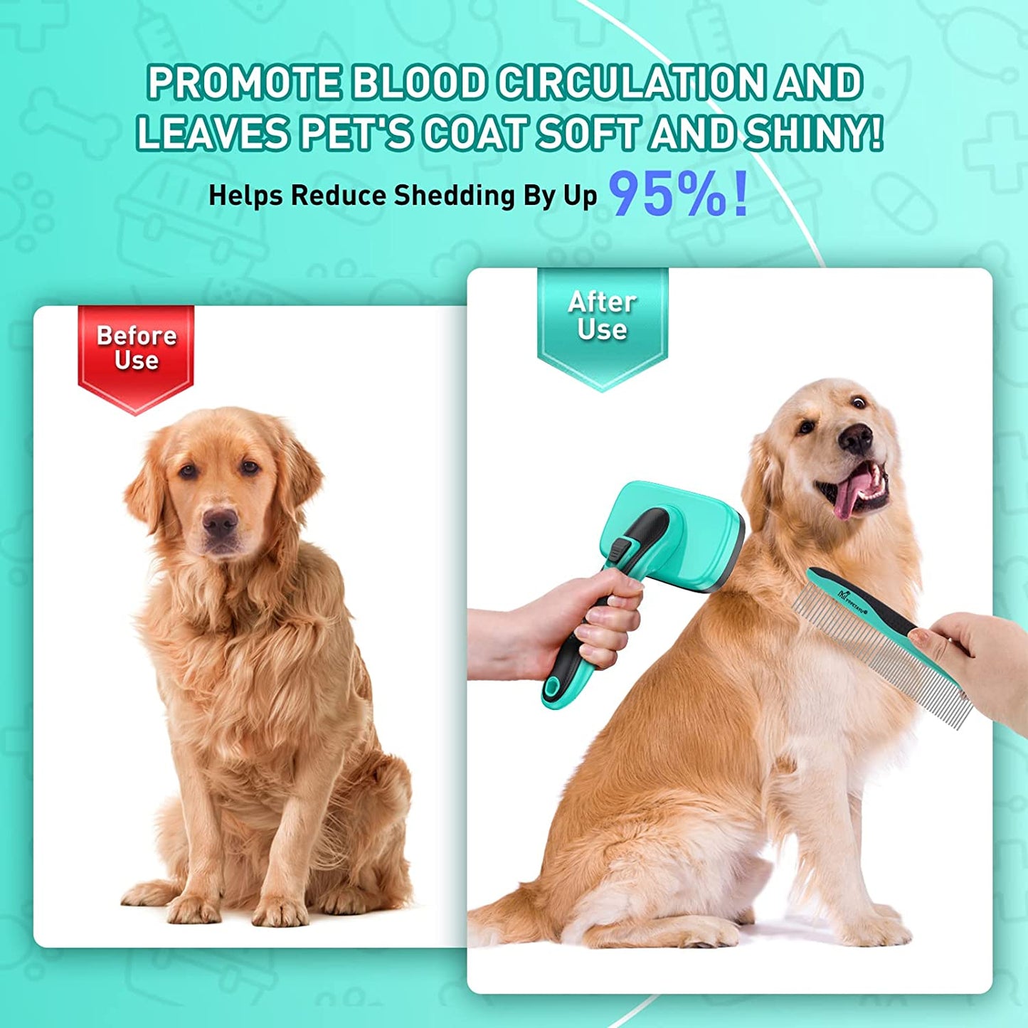 Bargain Mart - Self-Cleaning Slicker Brush for Shedding & Grooming Long Short Haired