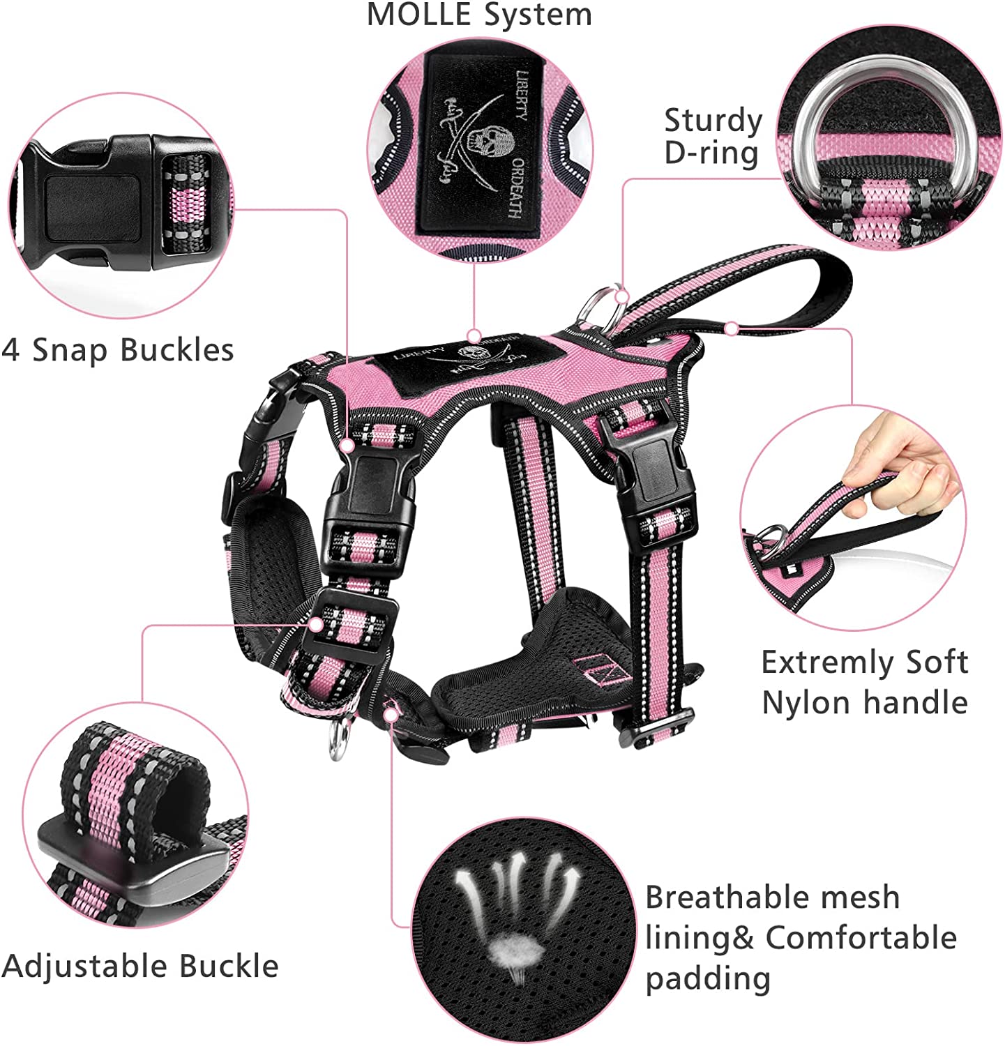 Bargain Mart - Pet Harness Collar and Leash Set, All-in-one Reflective Dog Harness No Pull with Adjustable Buckles for Puppies