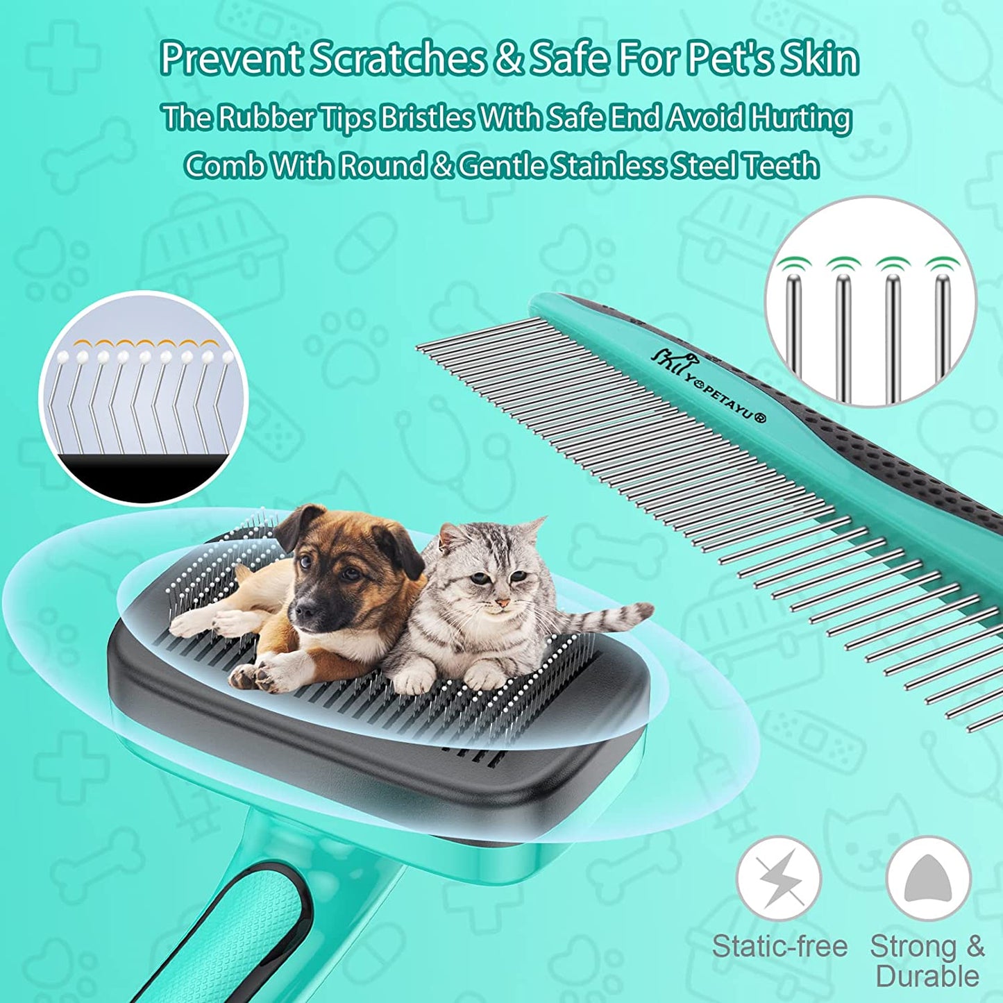 Bargain Mart - Self-Cleaning Slicker Brush for Shedding & Grooming Long Short Haired