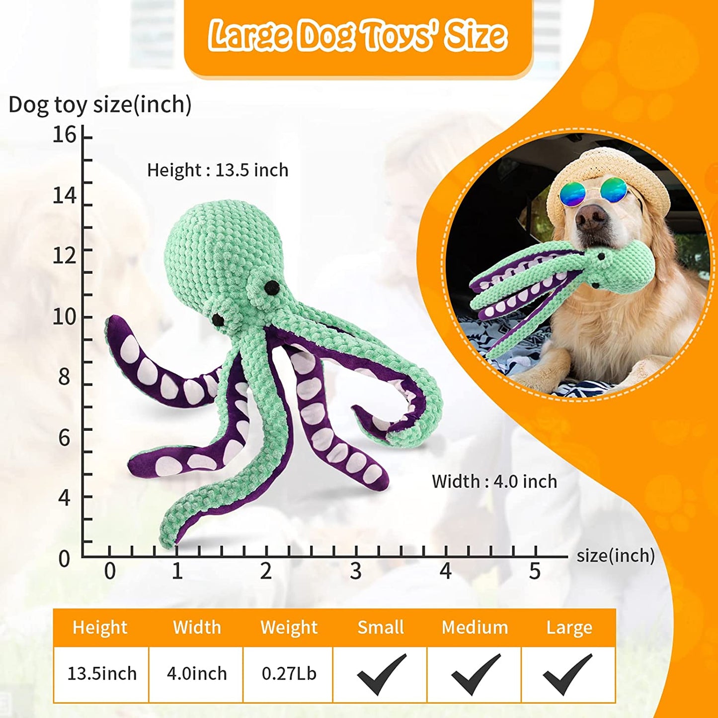 Bargain Mart - Squeaky Dog Stuffed Octopus Toy for Chewing Purpose and Boredom