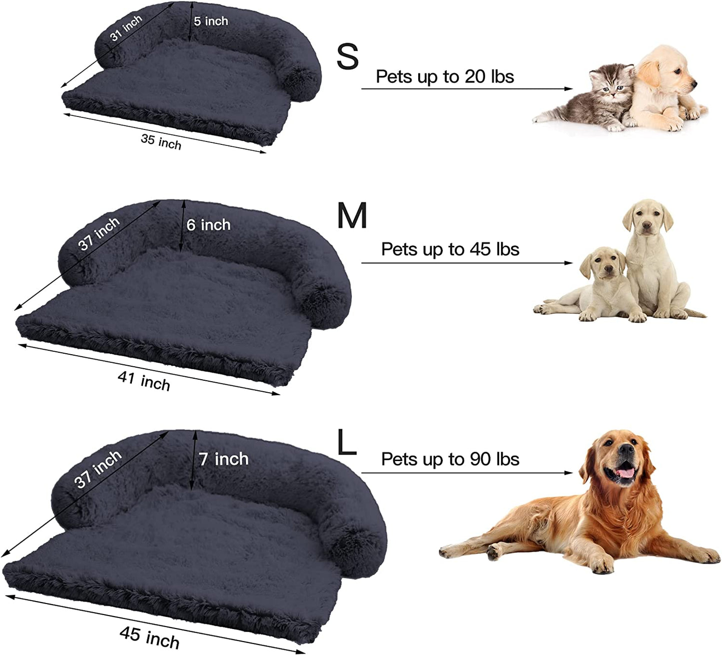 Bargain Mart - Dog Calming Fluffy Plush Dog Mat for Furniture Protector with Removable Washable Cover