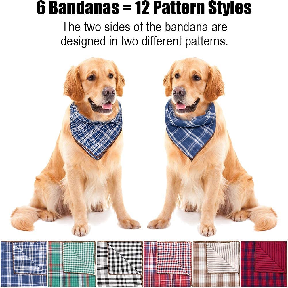 Bargain Mart - 6PCS Birthday Gift Washable Green Black Brown Blue Red Square Plaid Printing Dog Bib