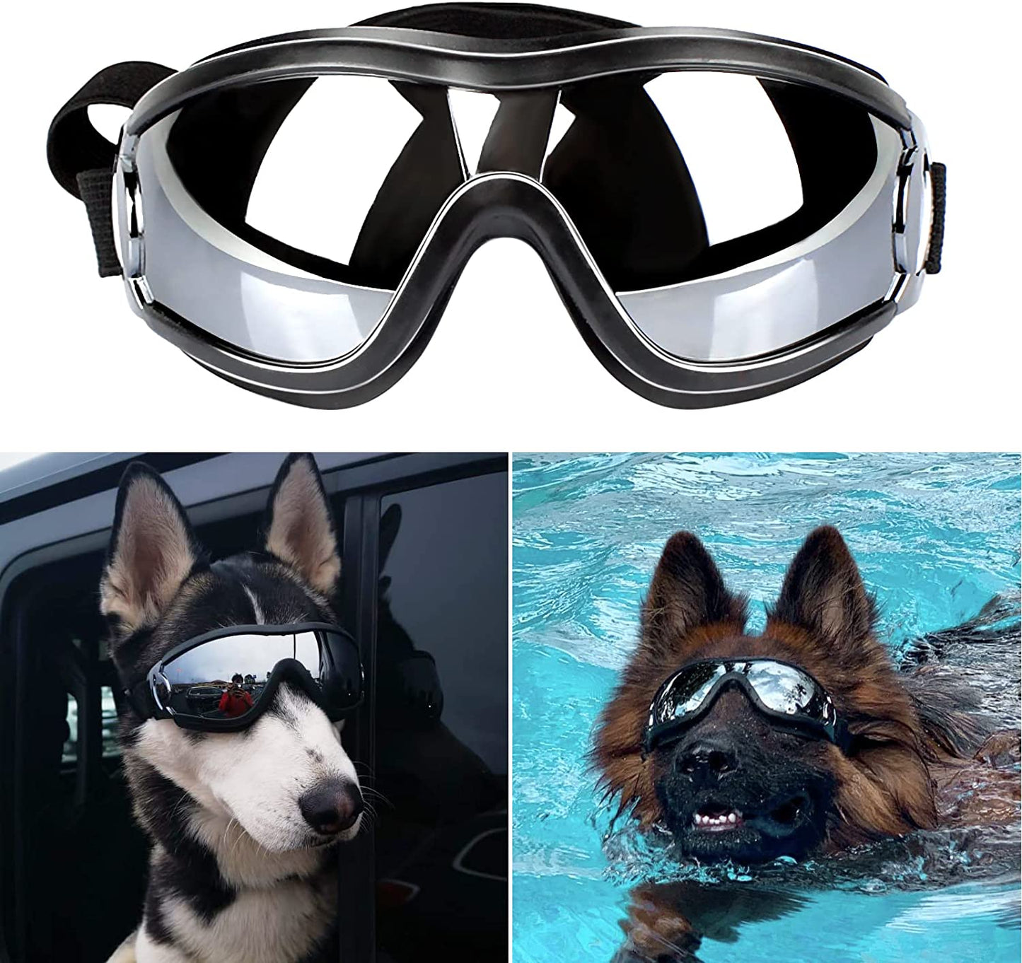 Bargain Mart - Dog Goggles Adjustable Strap for Travel Skiing and Anti-Fog