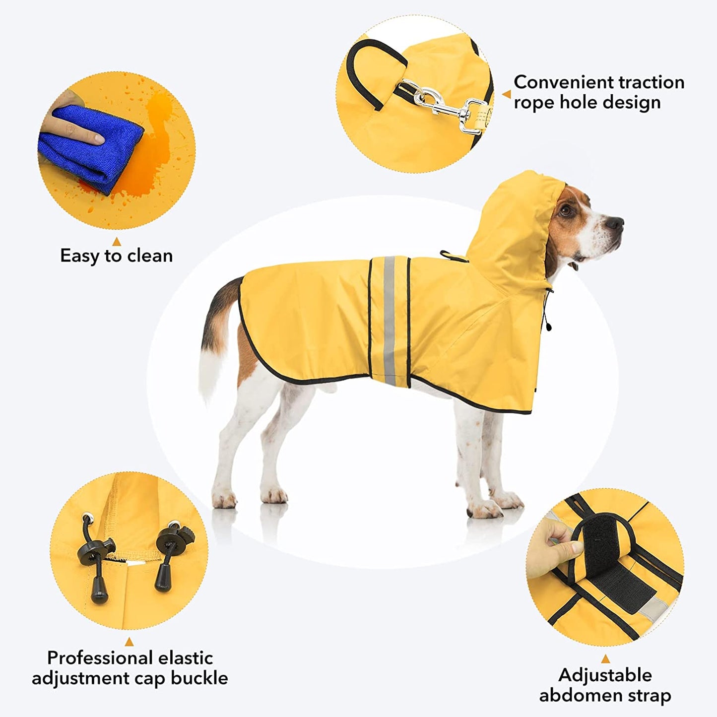 Bargain Mart - Adjustable Raincoat for Dogs, Lightweight Hooded Dog Raincoats Poncho Slicker, Waterproof Rain Jacket