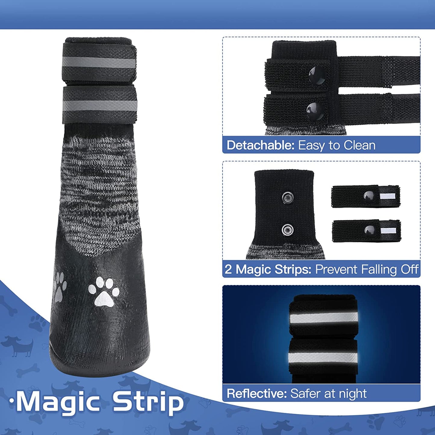 Bargain Mart - Socks for the Dog Anti-Slip Dog Socks with Adjustable Strap for Indoor Hardwood Traction Control