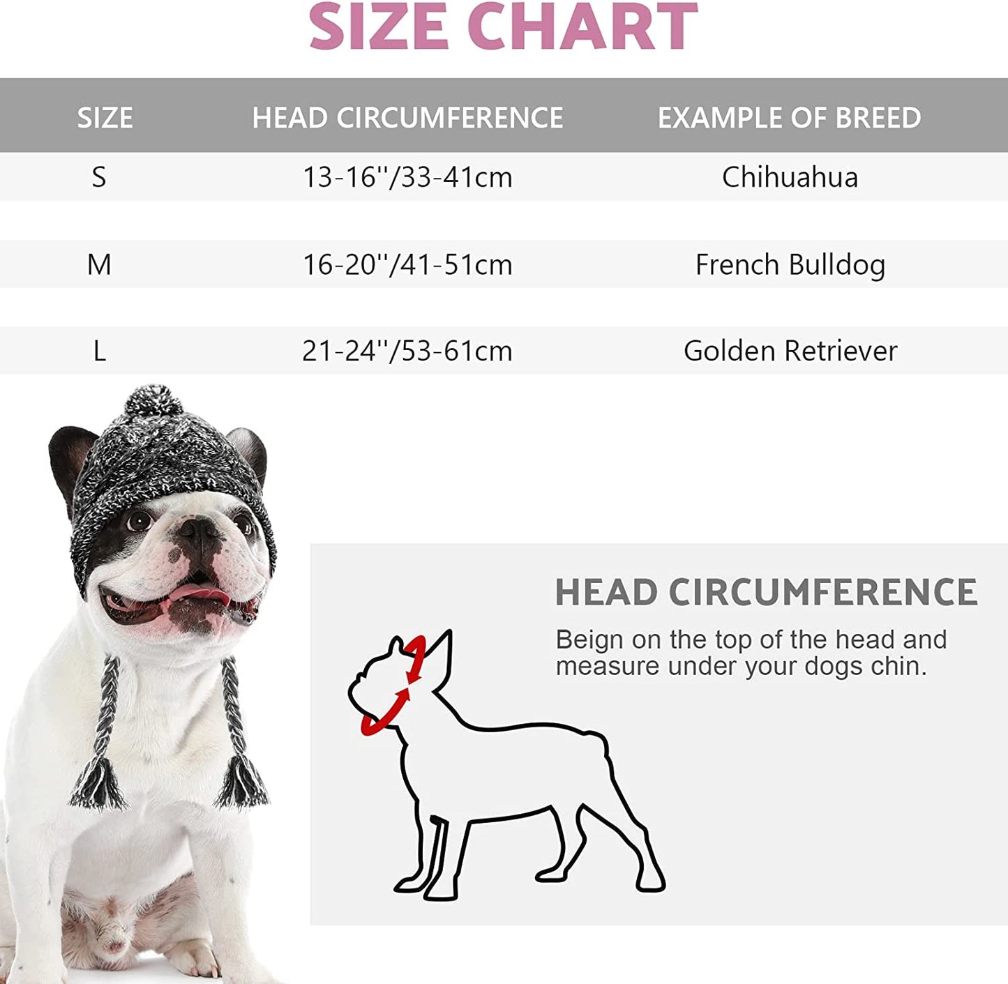 Bargain Mart - 2 Pieces Warm Pom Hat Party Knit Dog Beanie Puppy Dog Cap with Ear Holes Pet Knitted Snood Headwear for Christmas