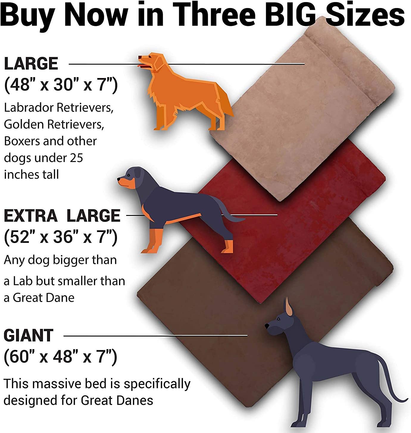 Bargain Mart - 7" Pillow Top Orthopedic Dog Bed for Large and Extra Large Breed Dogs Most Comfortable