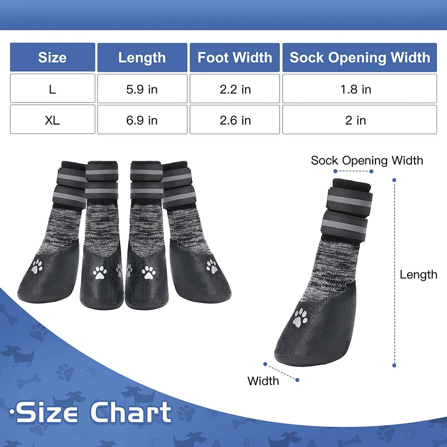 Bargain Mart - Socks for the Dog Anti-Slip Dog Socks with Adjustable Strap for Indoor Hardwood Traction Control