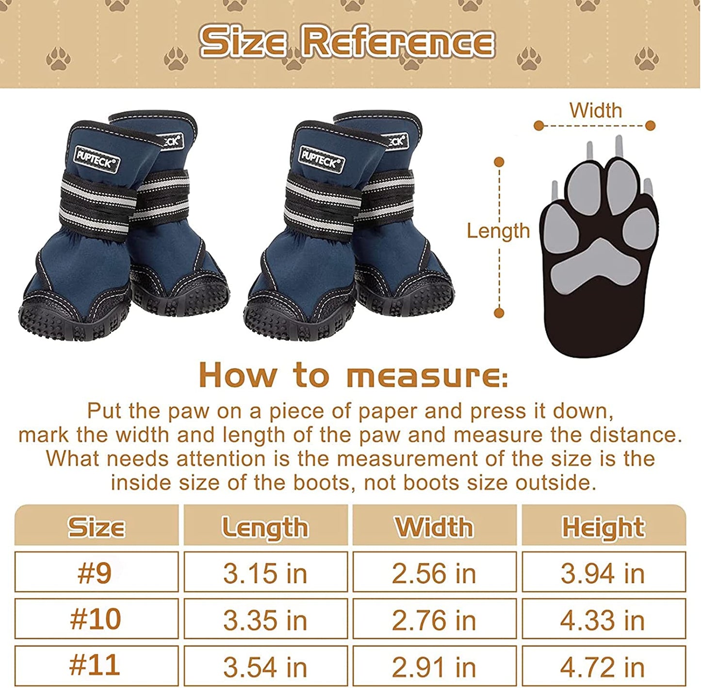 Bargain Mart - Waterproof 2 Pairs Anti-Slip Paw Protector - Doggy Shoes with Reflective Straps