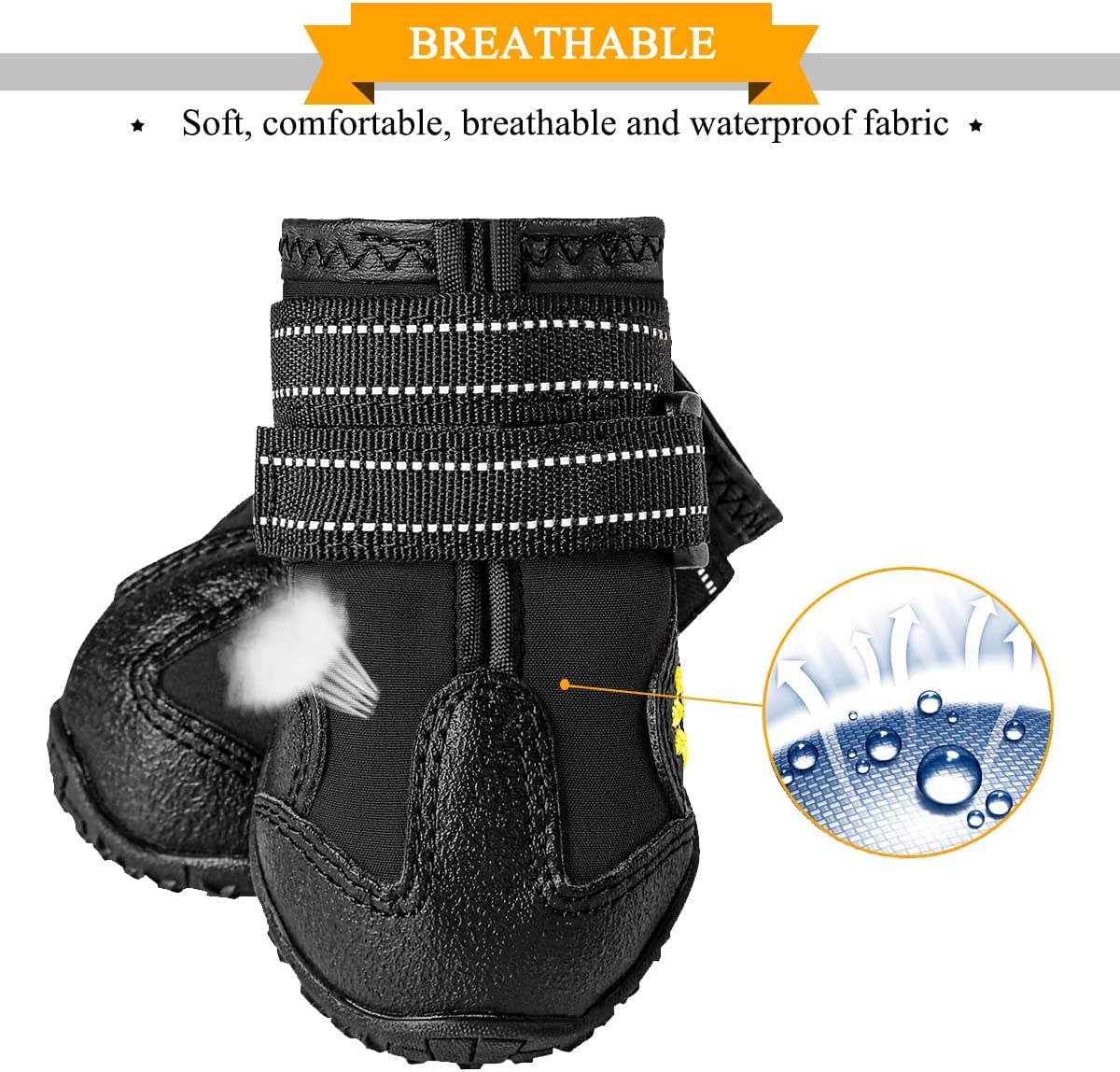 Bargain Mart - Waterproof Boots for Dogs, Dog Booties with Anti-Slip Sole Reflective Straps