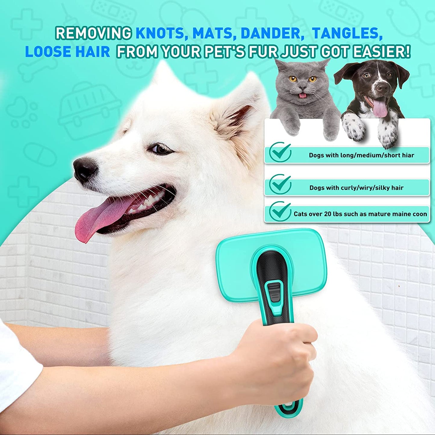 Bargain Mart - Self-Cleaning Slicker Brush for Shedding & Grooming Long Short Haired