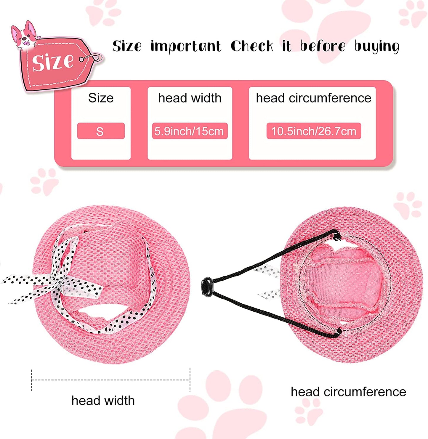 Bargain Mart - 4 Pieces Dog Princess Hat Round Brim Pet Baseball Hat Dog Mesh Porous Cap with Ear Holes Pet Outdoor Sun Protection