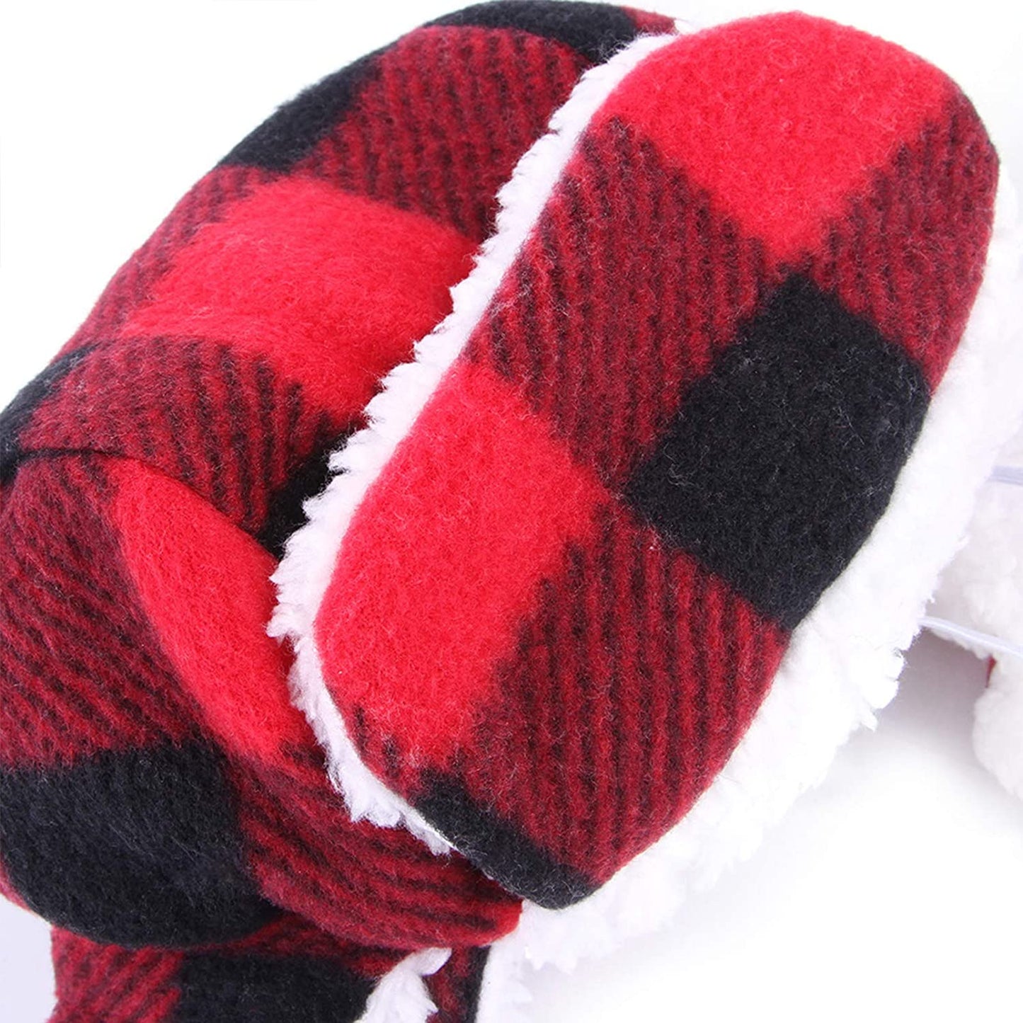 Bargain Mart - Christmas Dog Hat with Earmuffs Winter Adjustable Pet Red Plaid Pet Cap