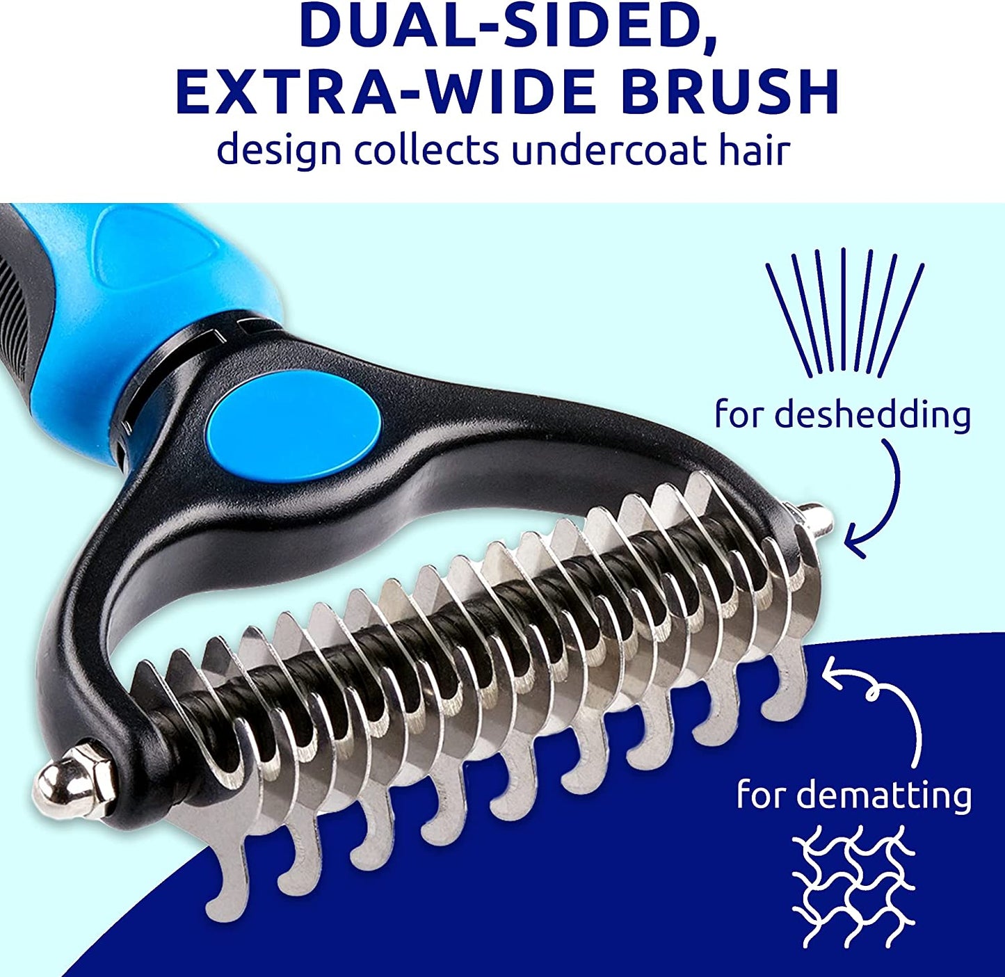 Bargain Mart - Pet Deshedding Brush - Double-Sided Undercoat Rake for Dogs