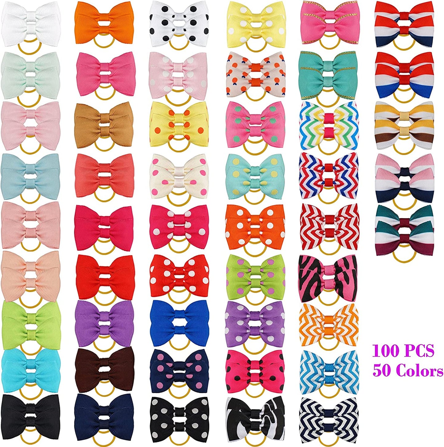 Bargain Mart - Puppy Bow with Rubber Band Colored Pet Grooming Dog Hair Accessories