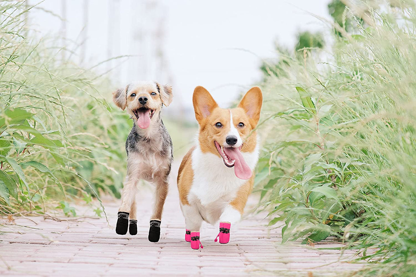 Bargain Mart - Dog Boots & Paw Protectors, Fleece Warm Snow Booties for Puppy with Reflective Strip Anti-Slip Rubber Sole