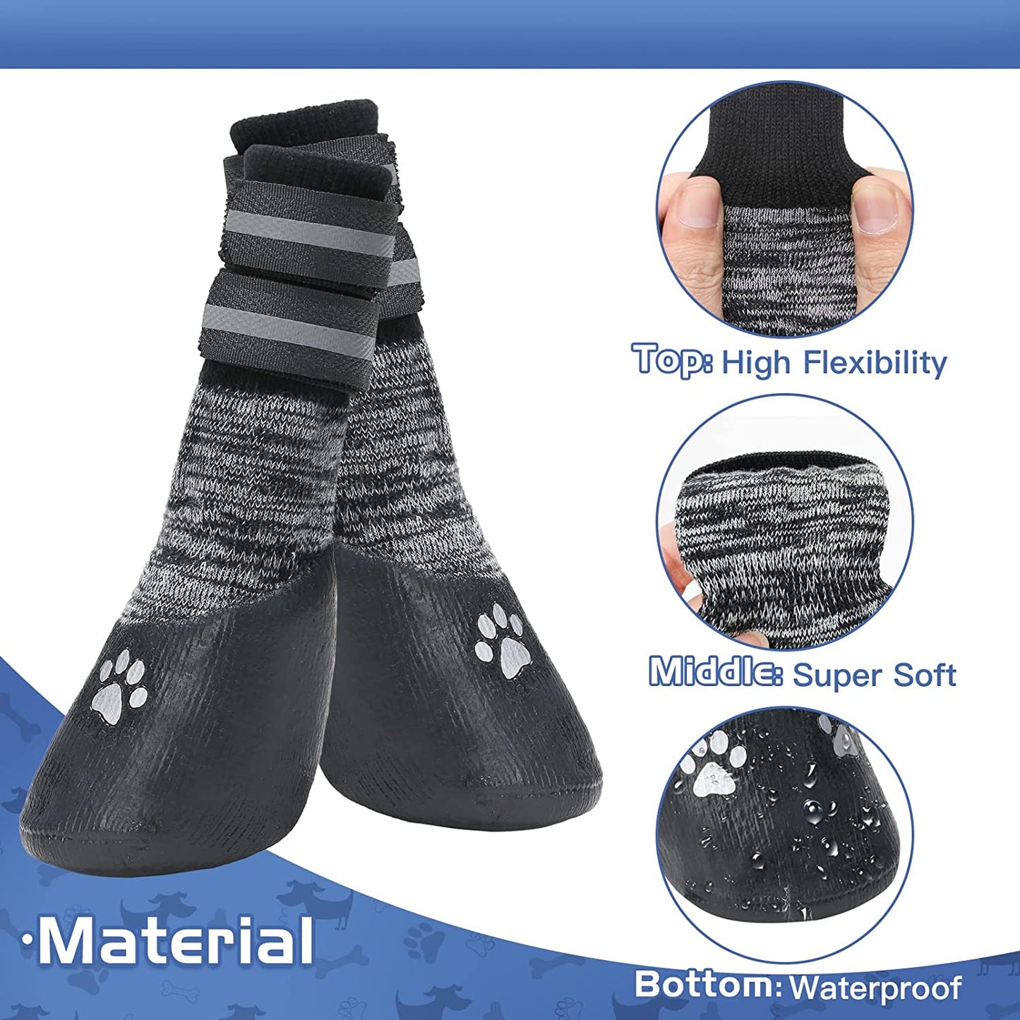 Bargain Mart - Socks for the Dog Anti-Slip Dog Socks with Adjustable Strap for Indoor Hardwood Traction Control