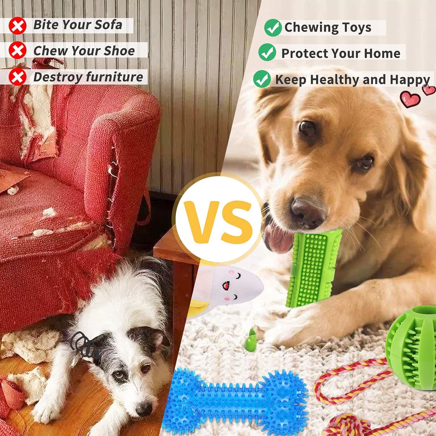 Bargain Mart - 20 Pack Puppies Teething Chew Toys for Boredom, Pet Dog Chew Toys with Rope Toys