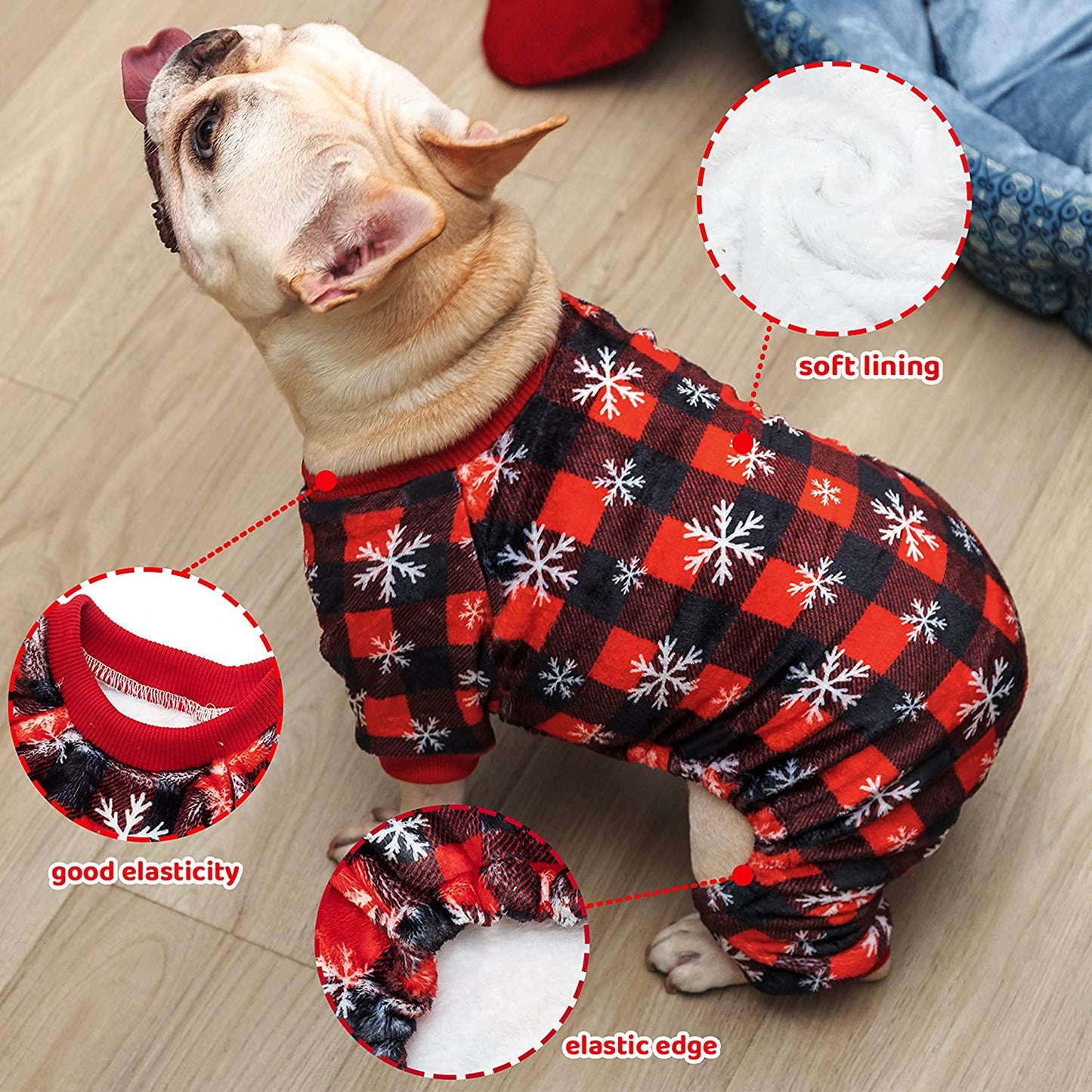 Bargain Mart - Plaid Snowflake Pattern Cute Warm Dog Pet Apparel for Cold Weather